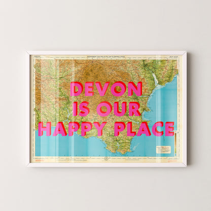South Devon Pop Art Map Print (landscape)
