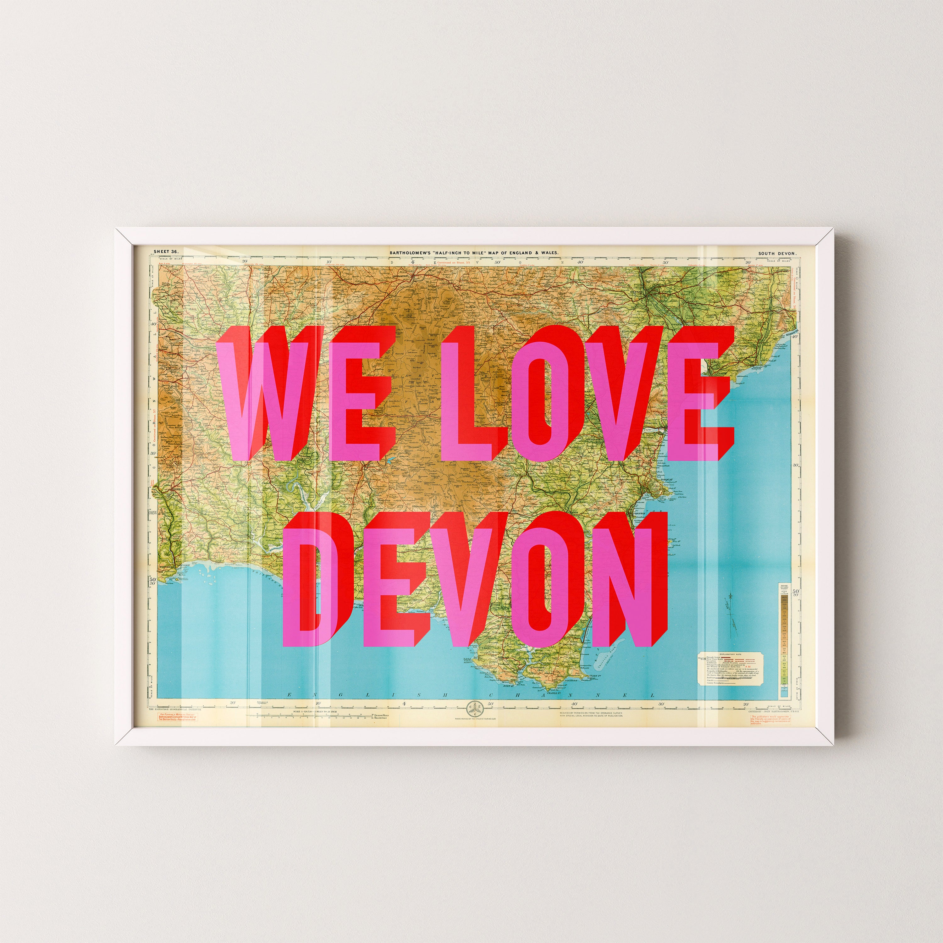South Devon Pop Art Map Print (landscape)