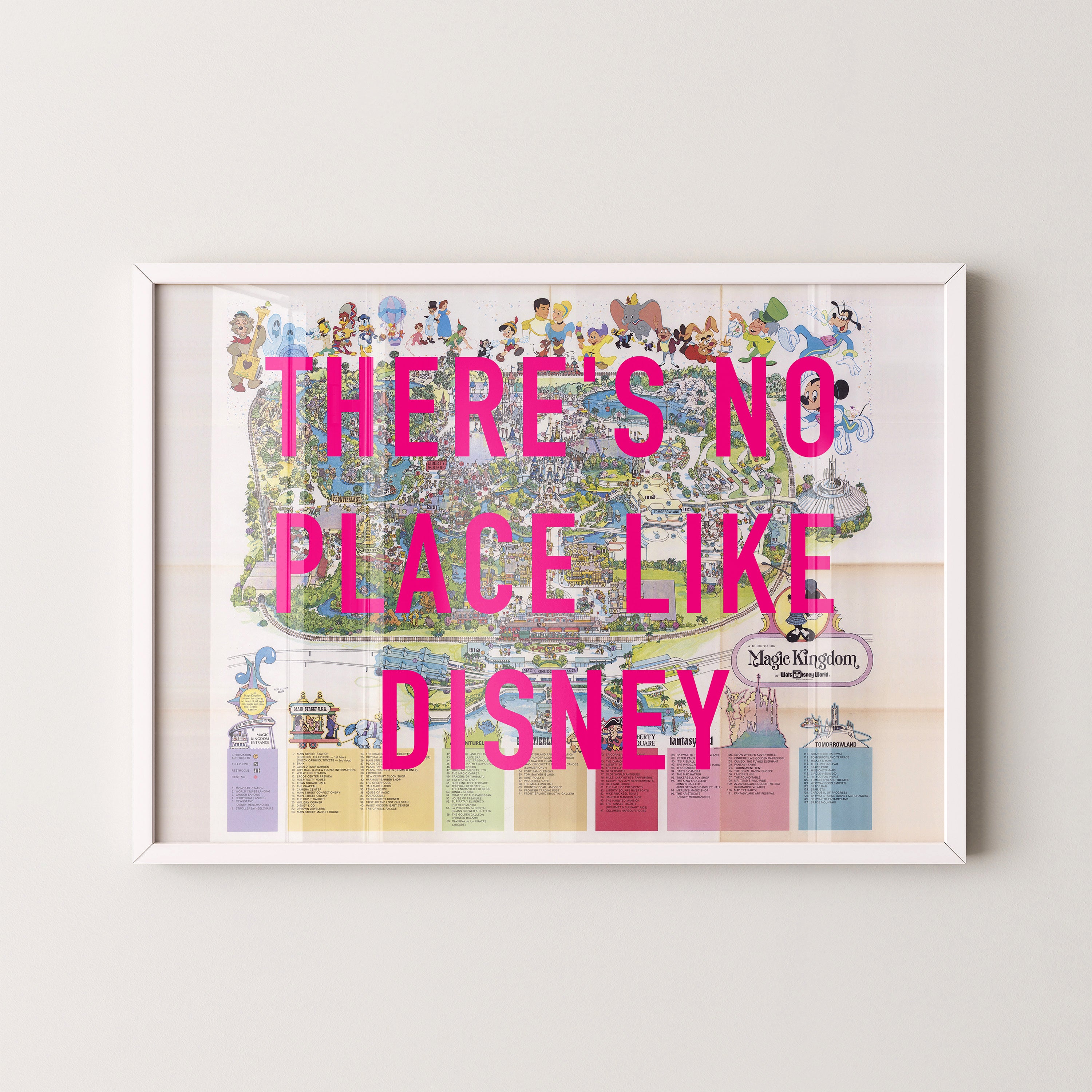 Disney World Florida Theme Park Pop Art Map Print (landscape)