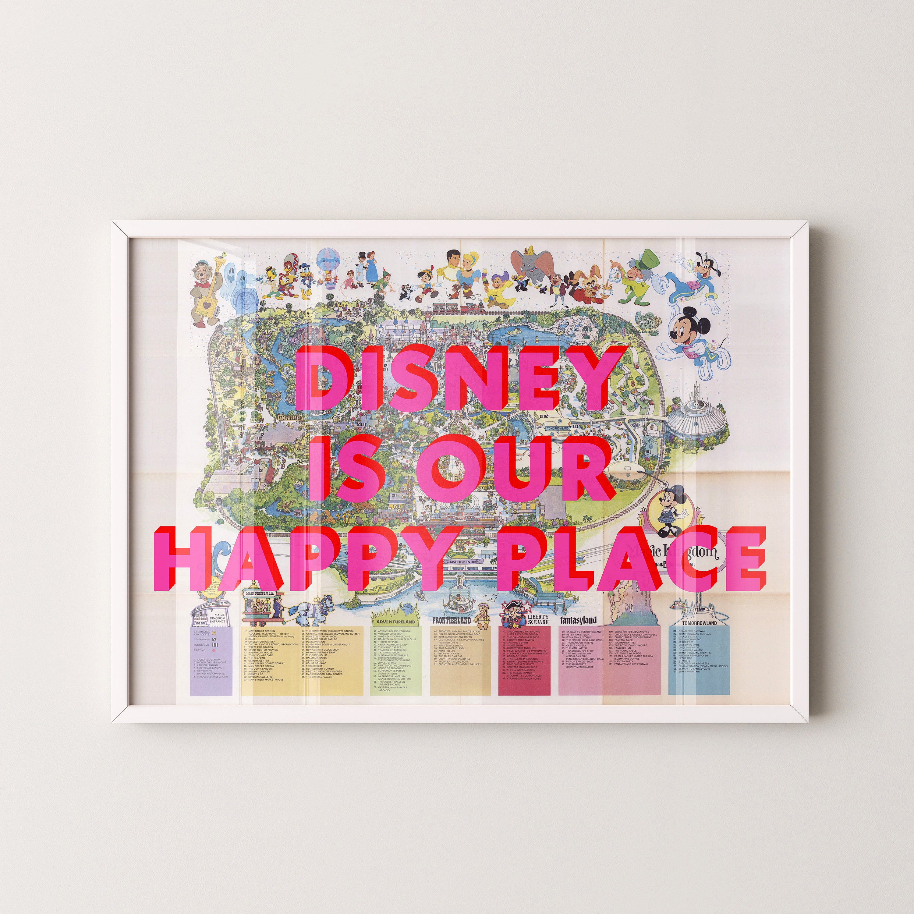 Disney World Florida Theme Park Pop Art Map Print (landscape)