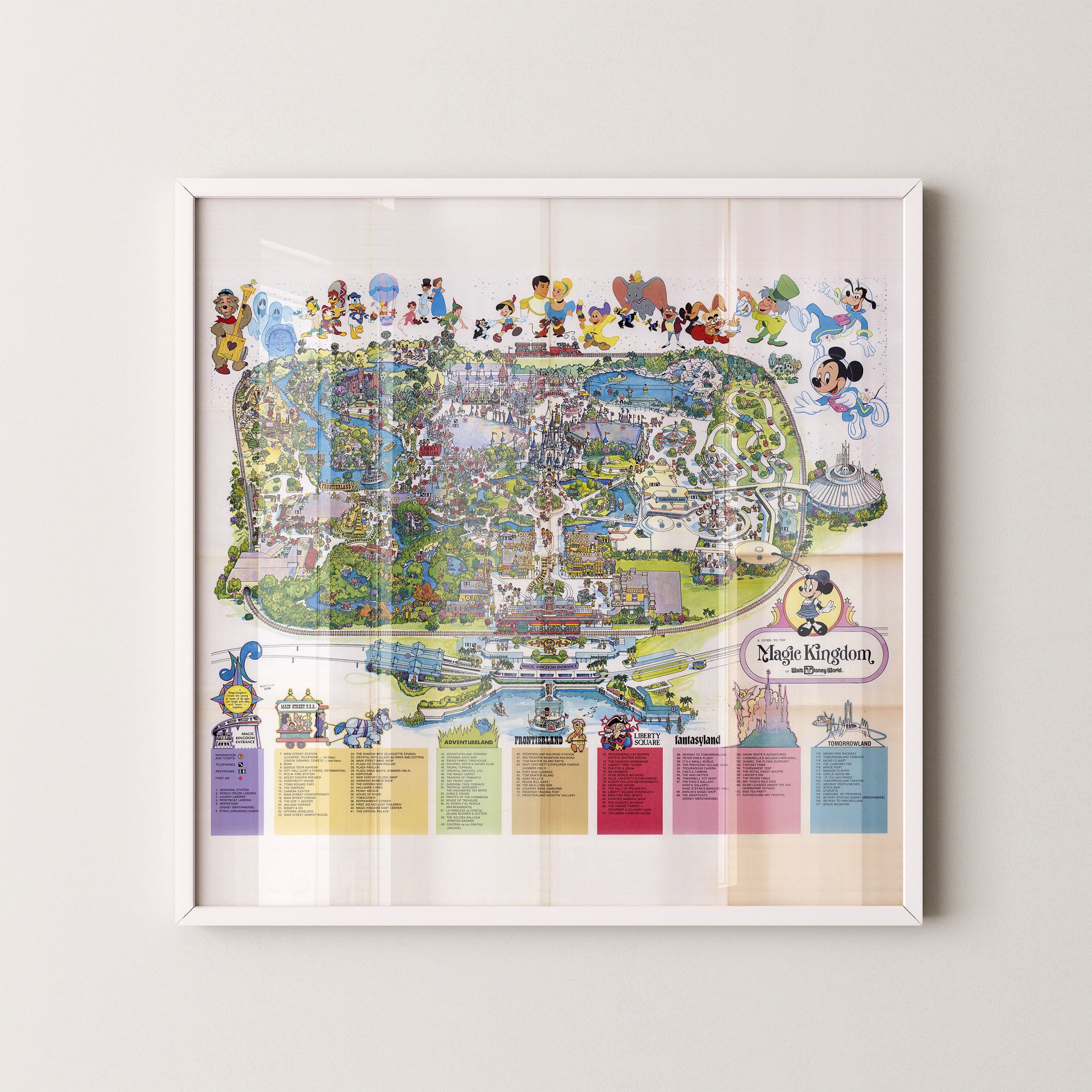Disney World Florida Theme Park Pop Art Map Print (square)