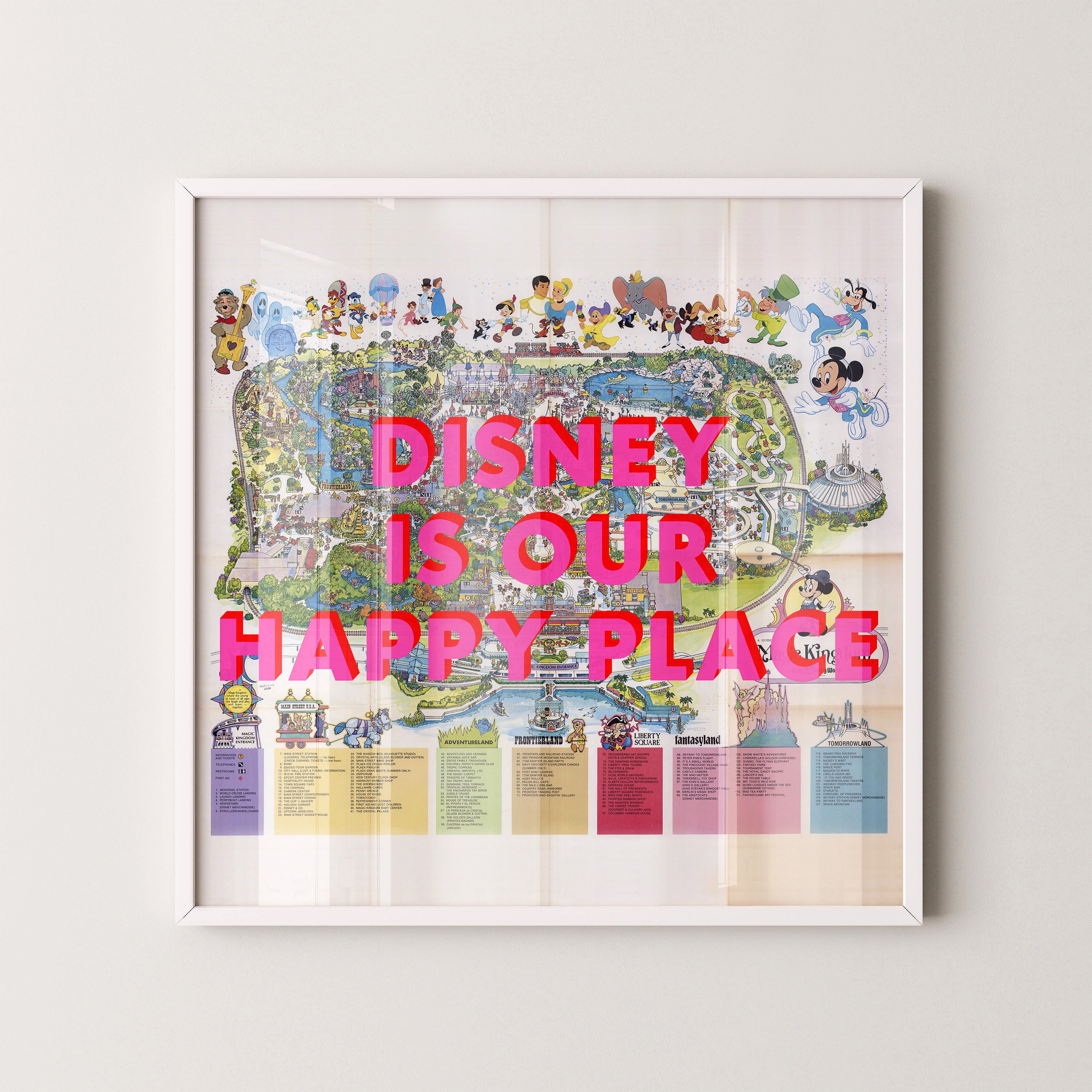 Disney World Florida Theme Park Pop Art Map Print (square)