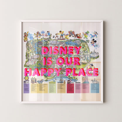 Disney World Florida Theme Park Pop Art Map Print (square)