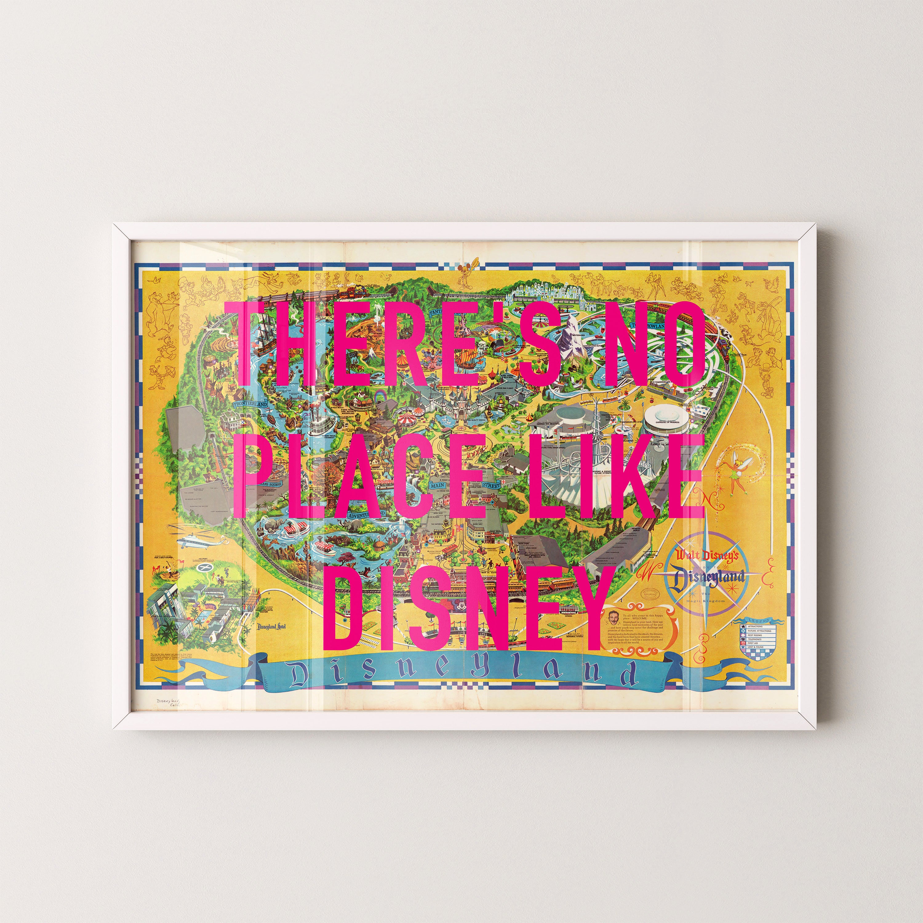 Disneyland California Theme Park Pop Art Map Print (landscape)