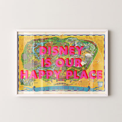 Disneyland California Theme Park Pop Art Map Print (landscape)