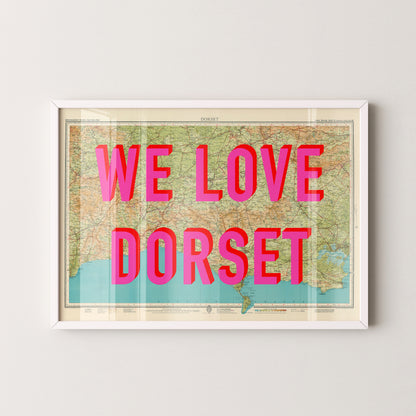 Dorset Pop Art Map Print (landscape)
