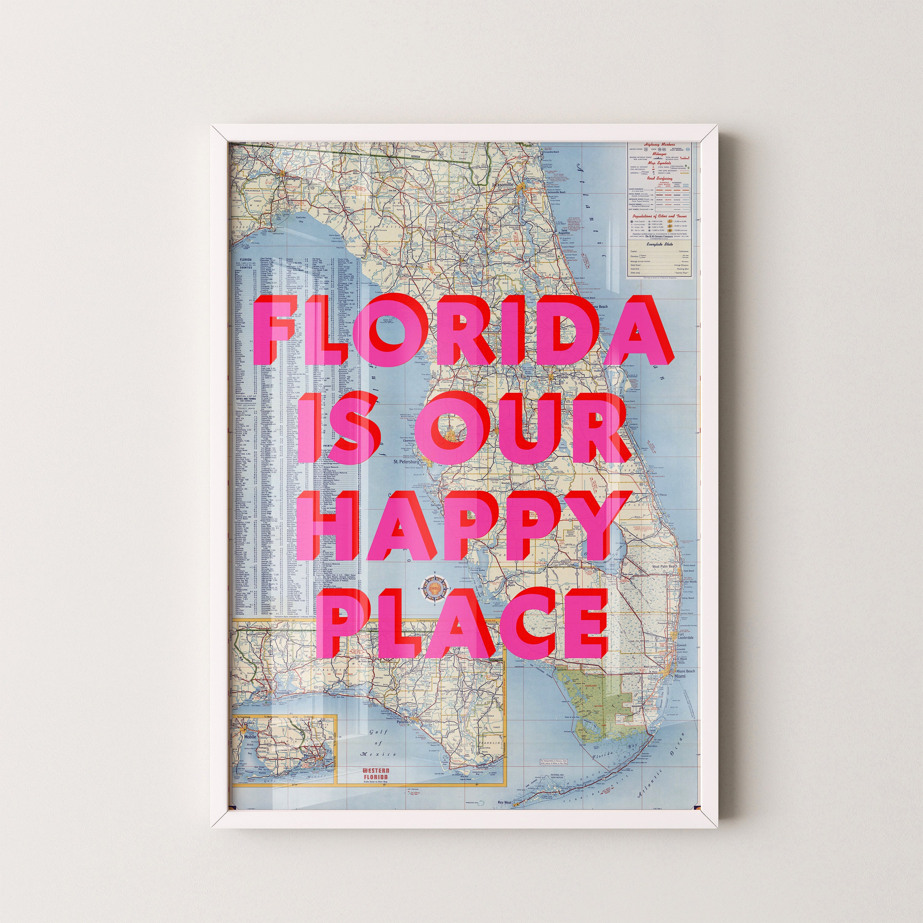Florida Pop Art Map Print (portrait)