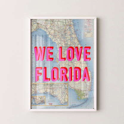 Florida Pop Art Map Print (portrait)