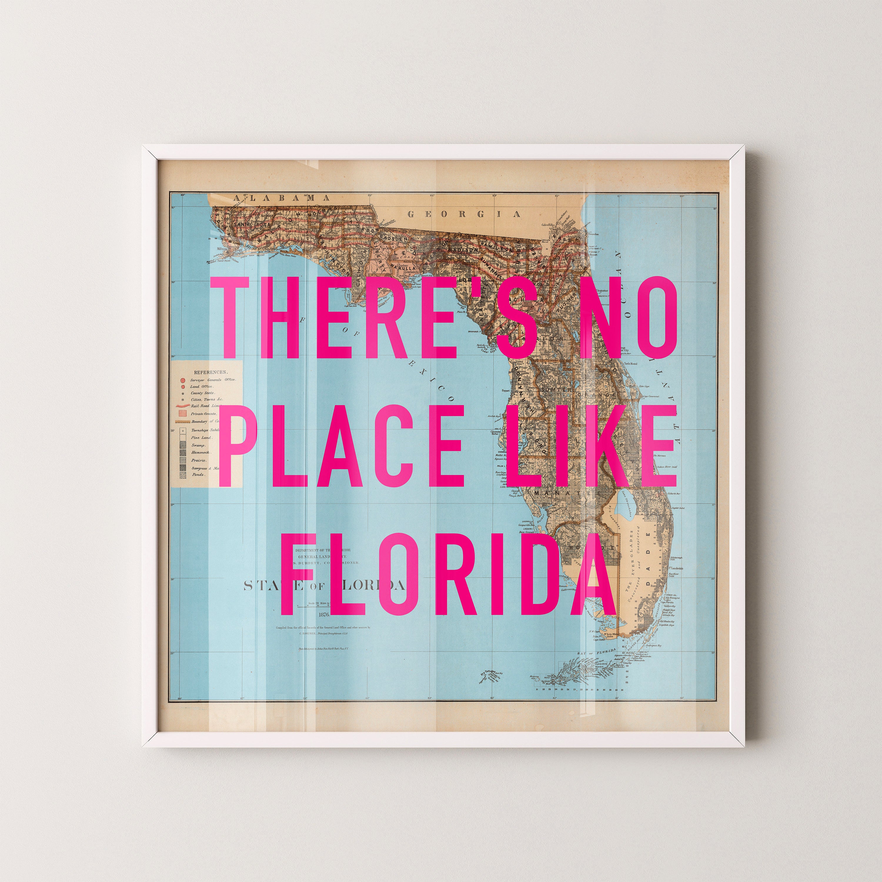 Florida Pop Art Map Print (square)