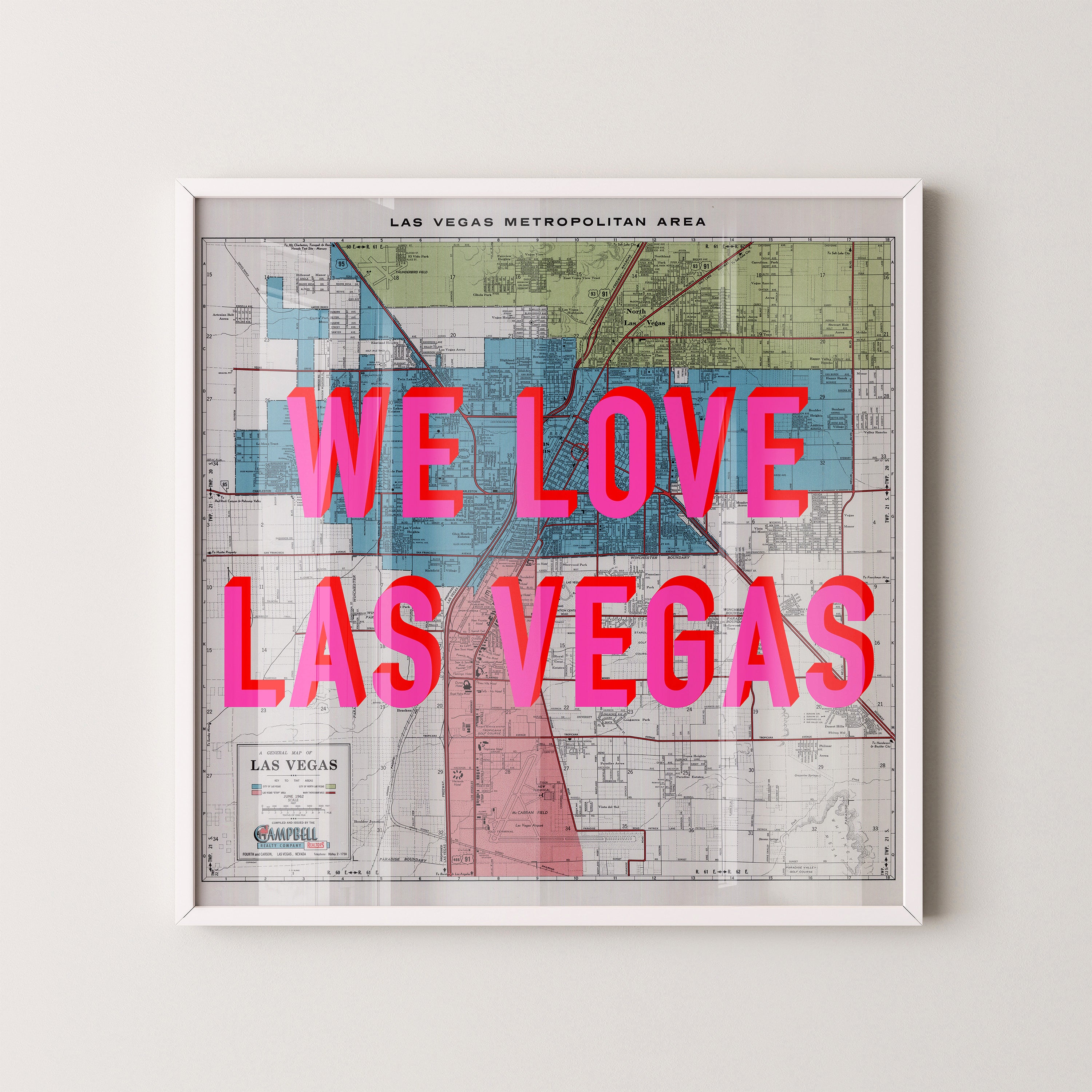 Las Vegas Pop Art Map Print (square)