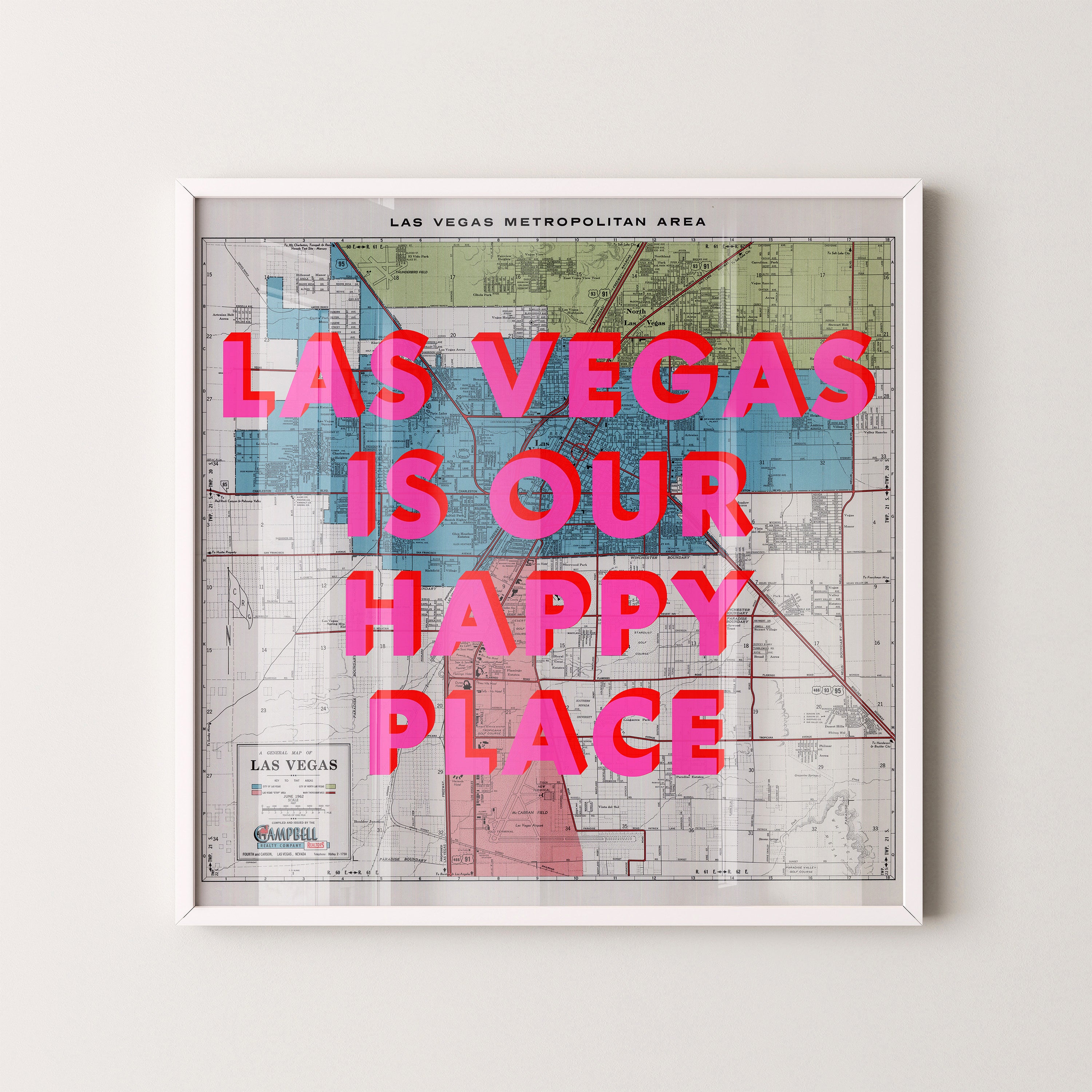Las Vegas Pop Art Map Print (square)