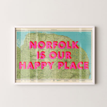 Norfolk Pop Art Map Print (landscape)