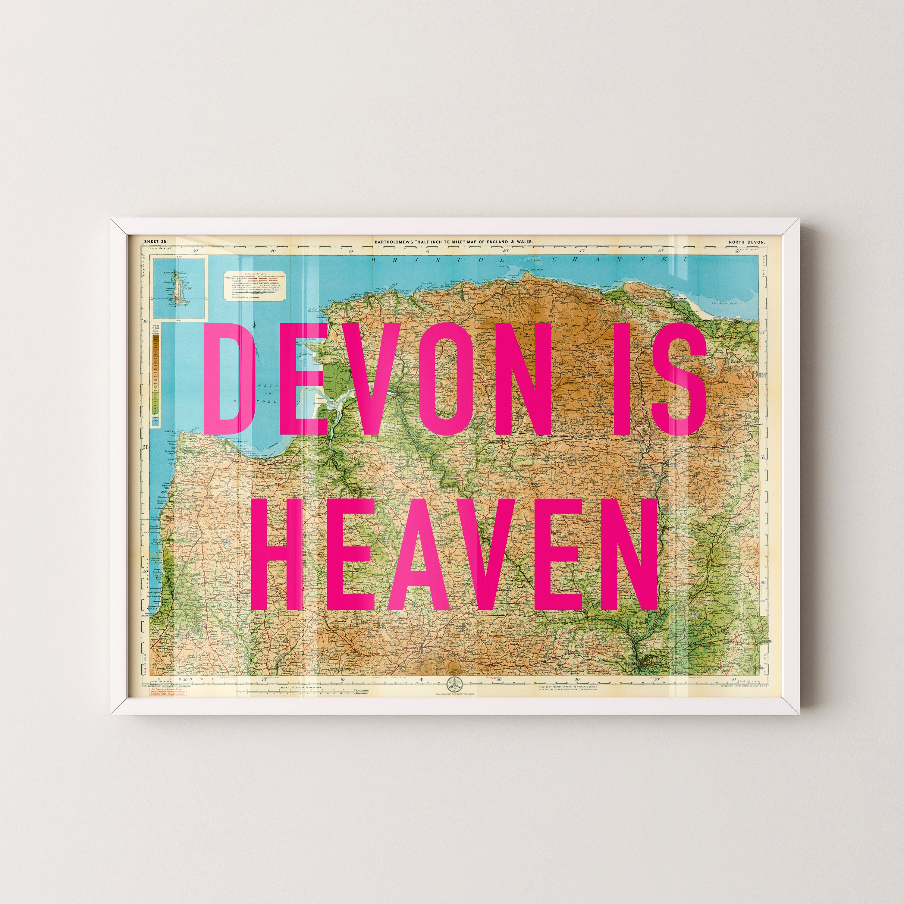 North Devon Pop Art Map Print (landscape)