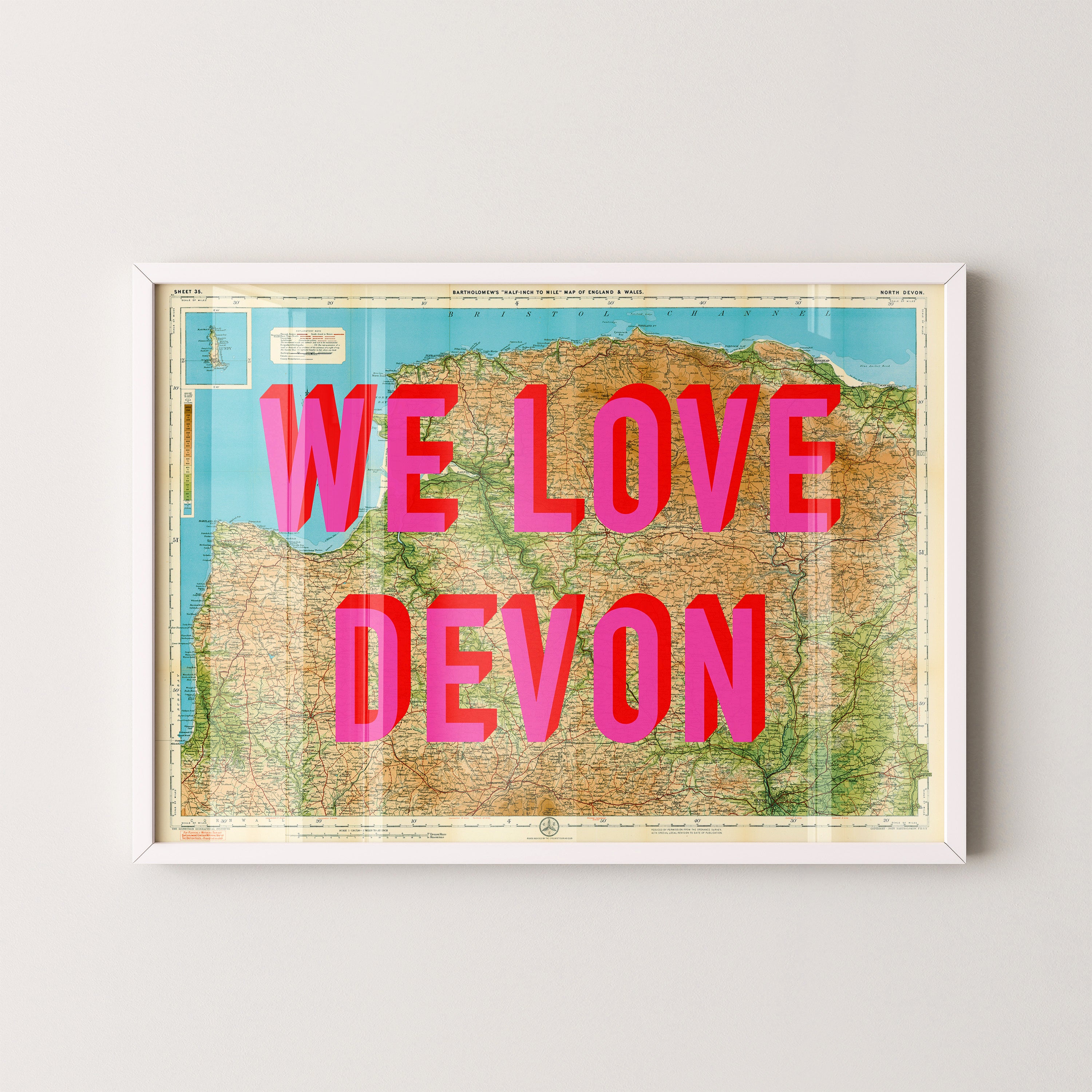 North Devon Pop Art Map Print (landscape)