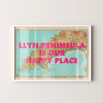 Llyn Peninsula Pop Art Map Print (landscape)