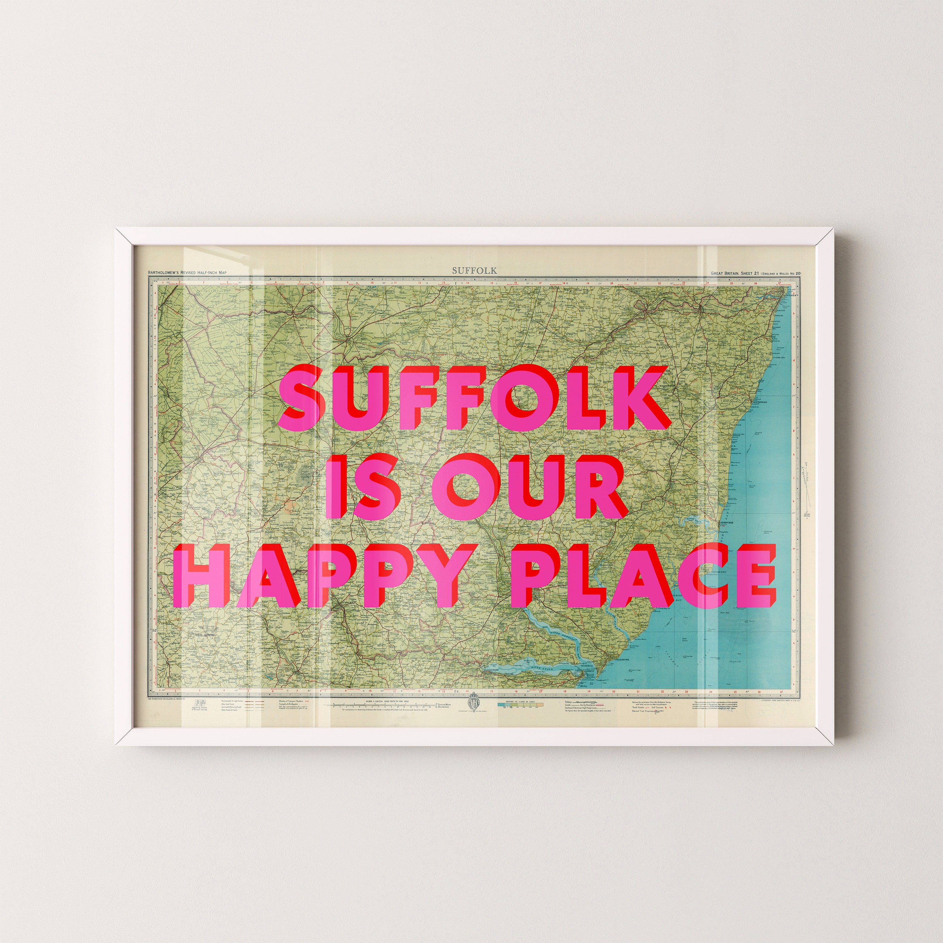 Suffolk Pop Art Map Print (landscape)