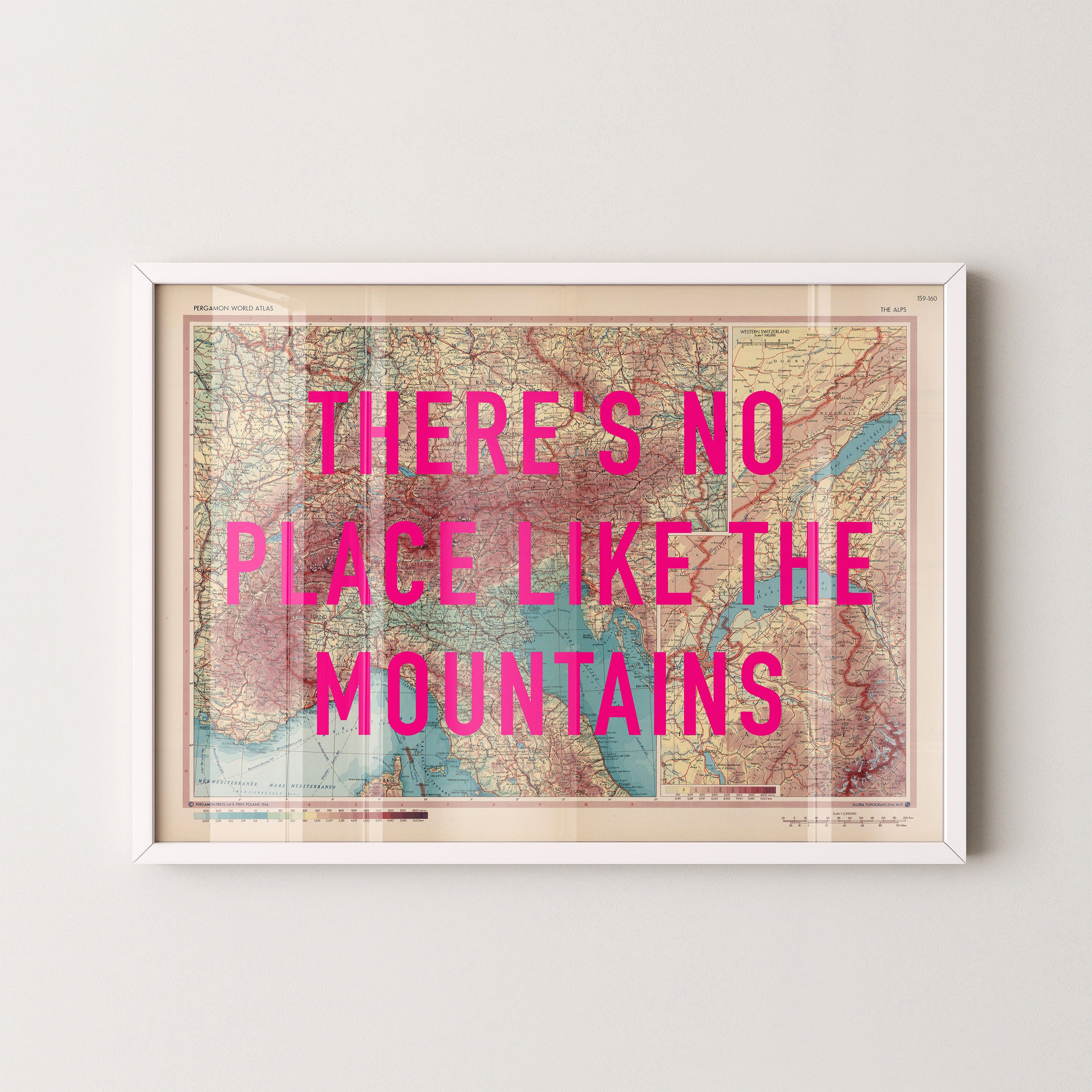 The Alps Pop Art Map Print (landscape)
