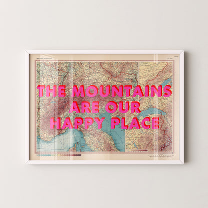 The Alps Pop Art Map Print (landscape)